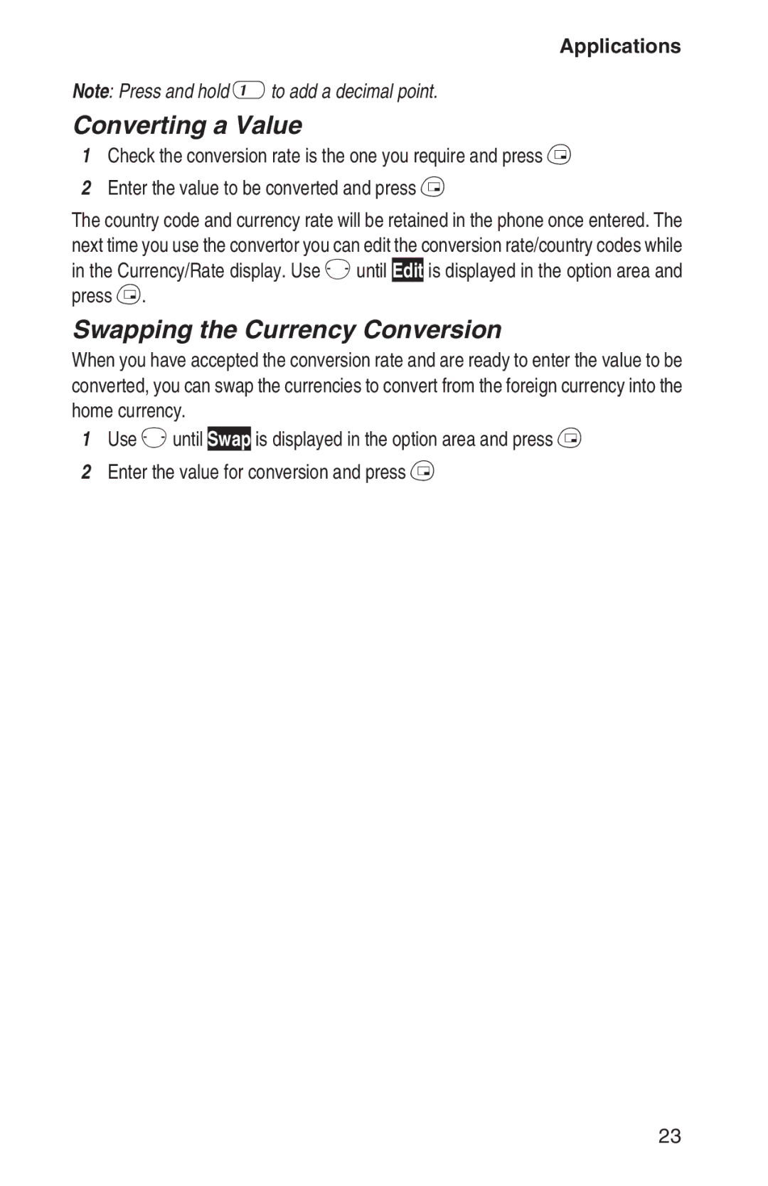 Panasonic EB-GD92 operating instructions Converting a Value, Swapping the Currency Conversion 