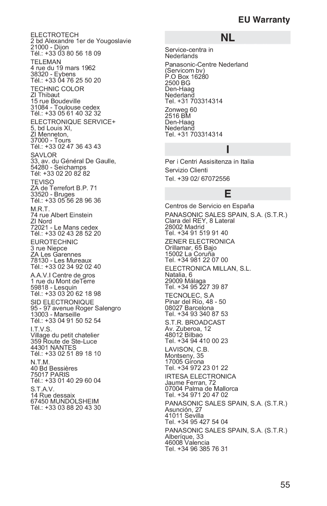 Panasonic EB-GD92 operating instructions Electrotech 