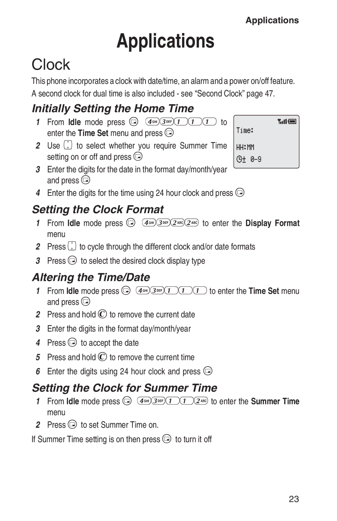 Panasonic EB-GD93 operating instructions Applications, Clock 