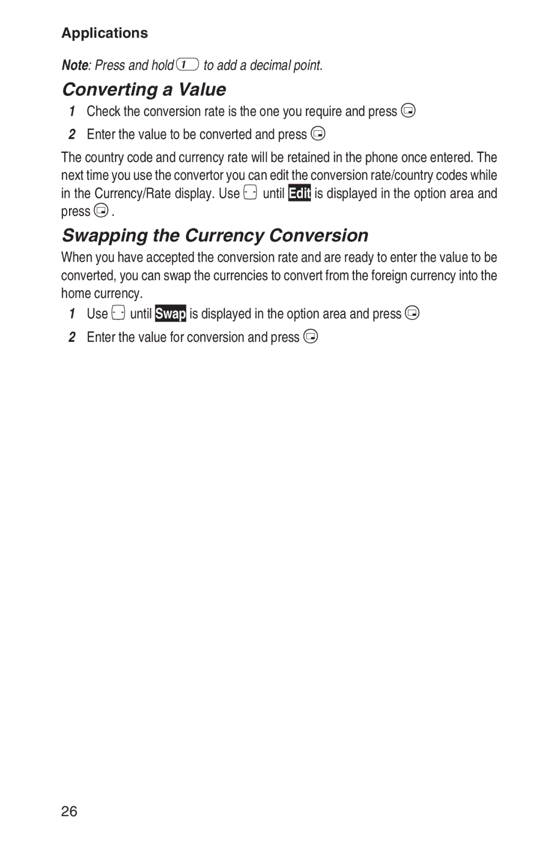 Panasonic EB-GD93 operating instructions Converting a Value, Swapping the Currency Conversion 