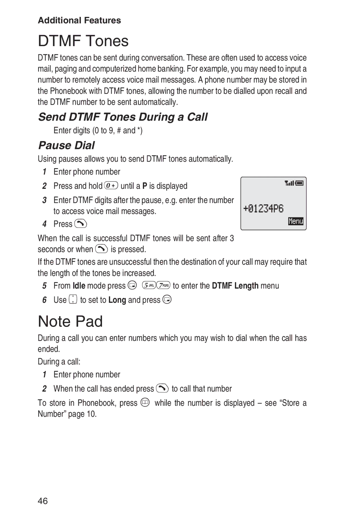 Panasonic EB-GD93 operating instructions Send Dtmf Tones During a Call, Pause Dial, Enter digits 0 to 9, # 