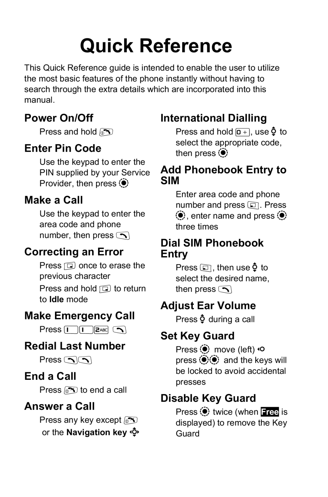 Panasonic EB-GD95 operating instructions Quick Reference, Sim 