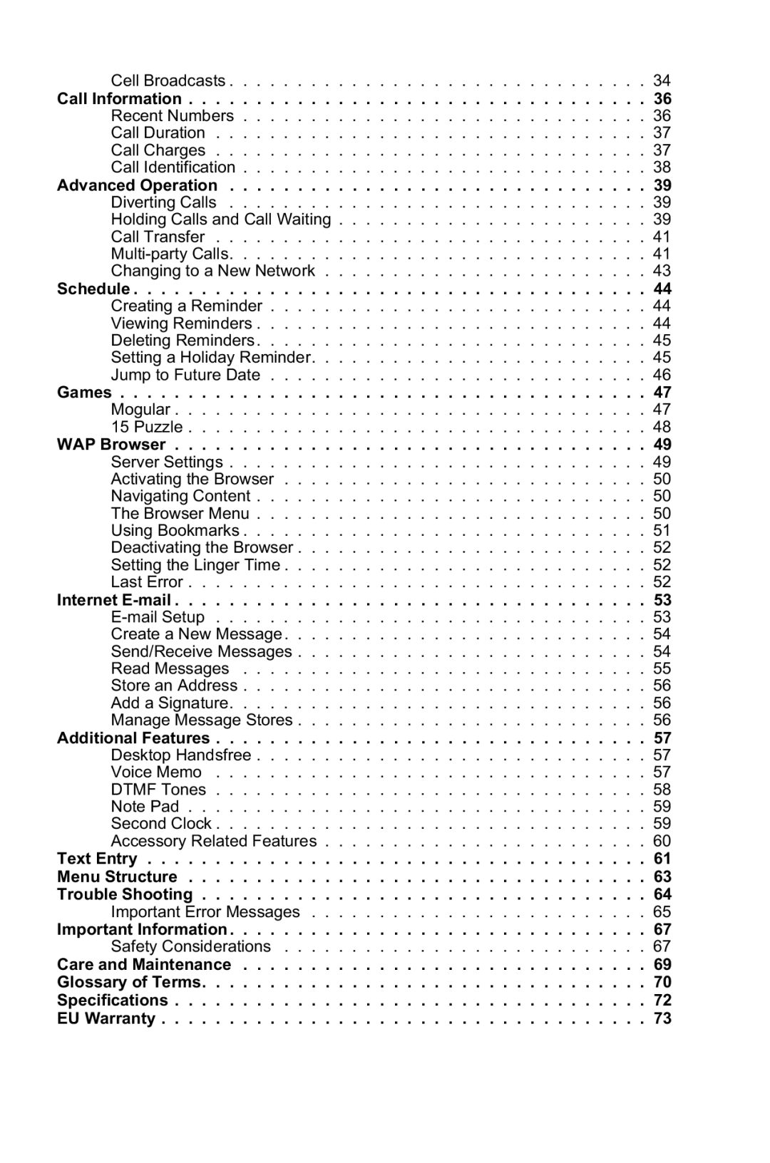 Panasonic EB-GD95 operating instructions Cell Broadcasts 