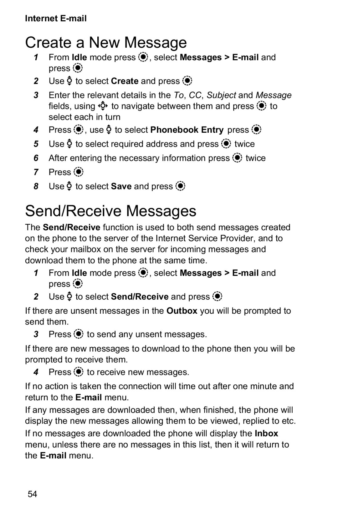 Panasonic EB-GD95 operating instructions Create a New Message, Send/Receive Messages 