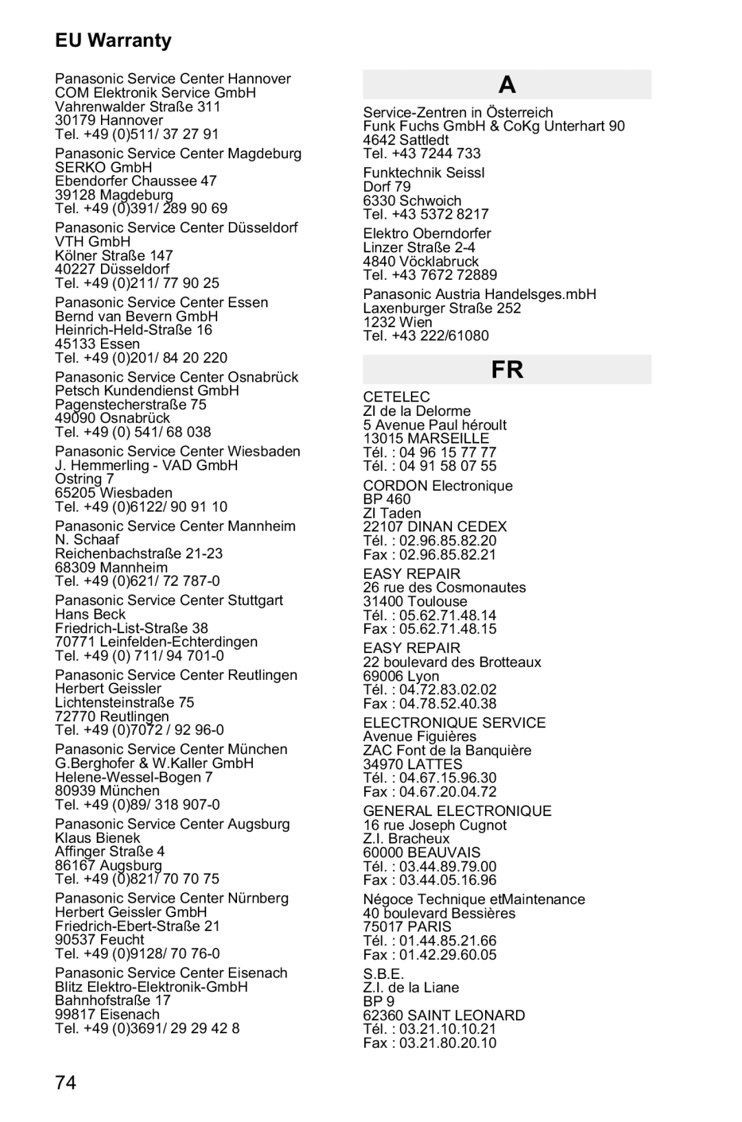 Panasonic EB-GD95 operating instructions Cetelec 