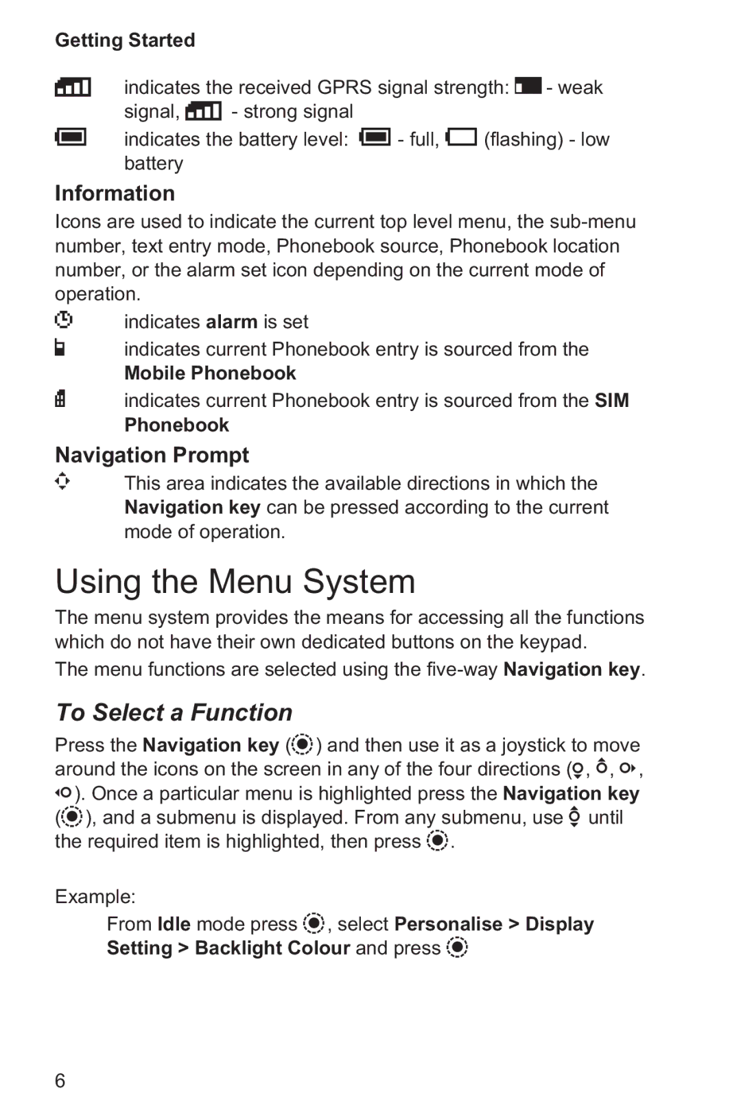 Panasonic EB-GD96 operating instructions Using the Menu System, To Select a Function 