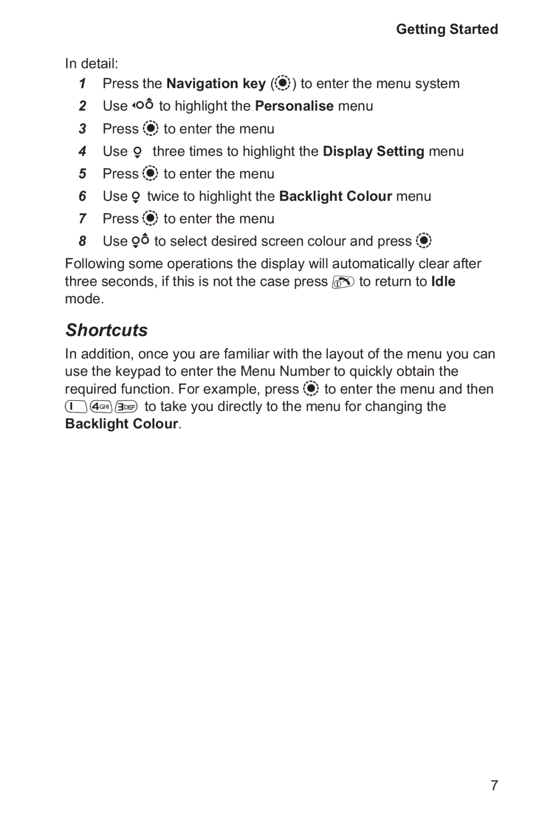 Panasonic EB-GD96 operating instructions Shortcuts 