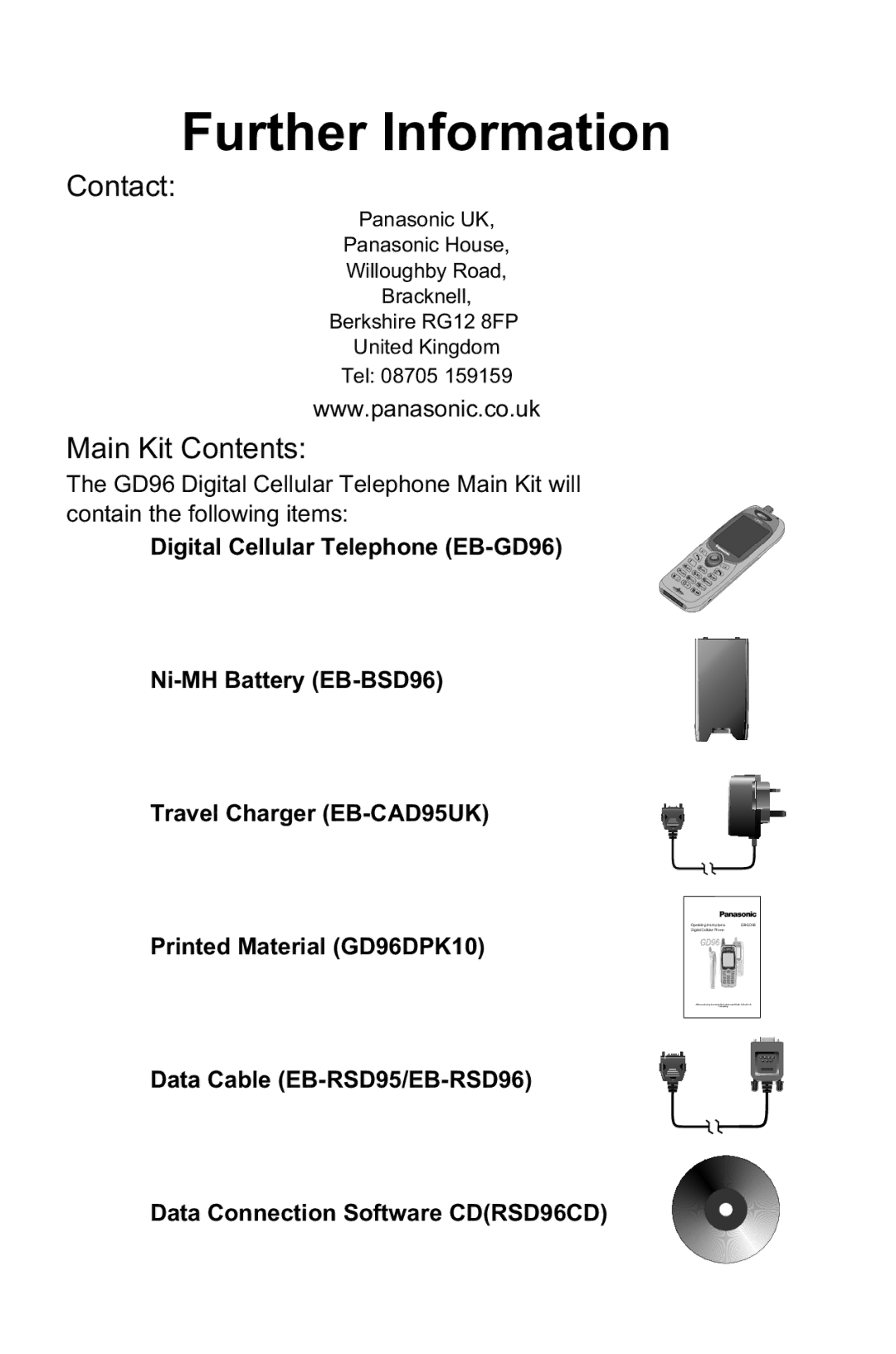 Panasonic EB-GD96 operating instructions Further Information, Contact 