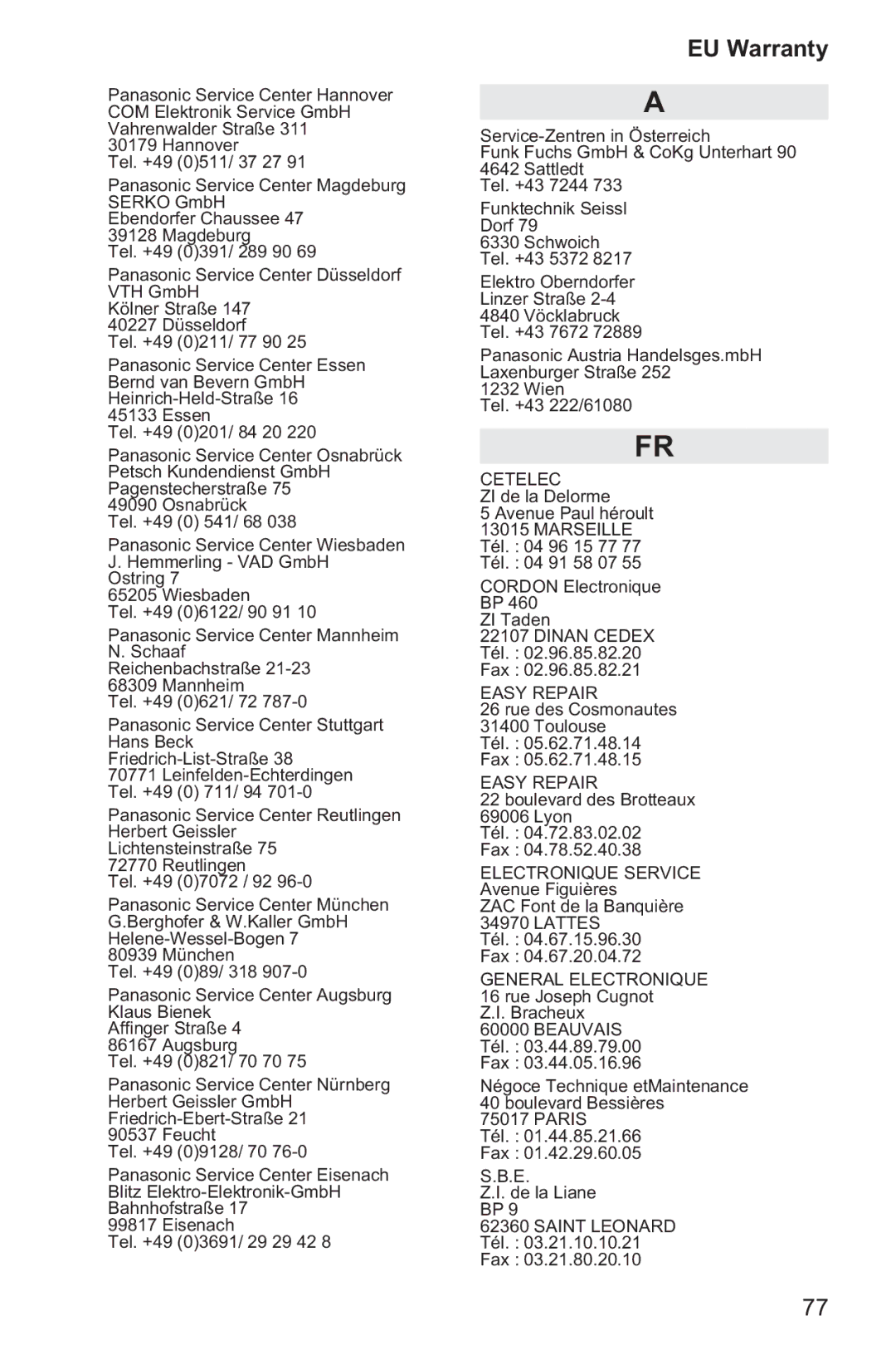 Panasonic EB-GD96 operating instructions Easy Repair 