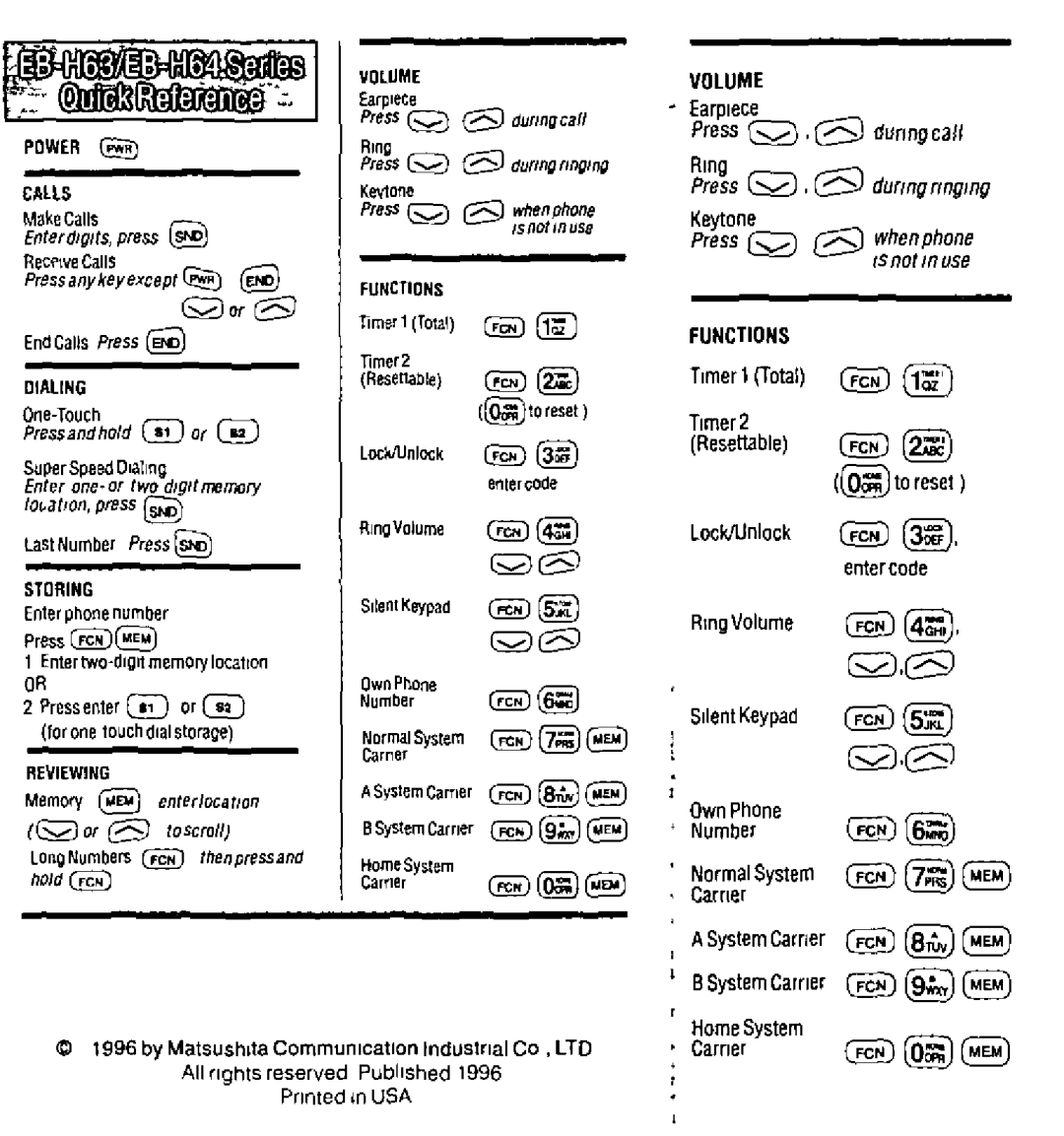 Panasonic EBH63, EB-H64 manual 