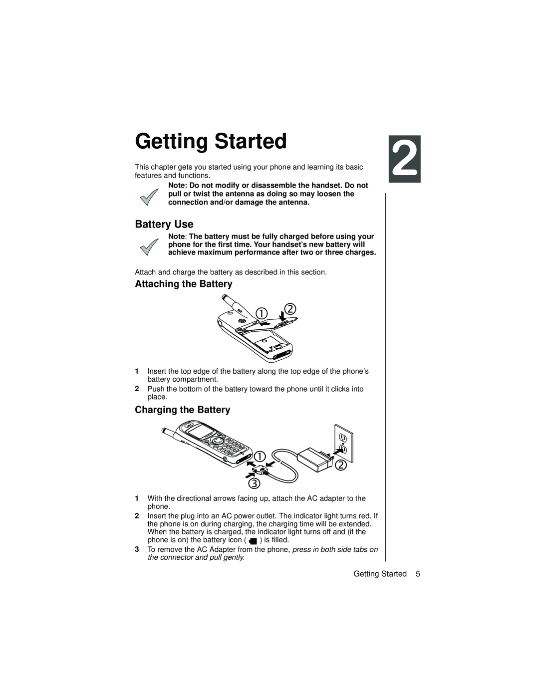 Panasonic EB-TX310 operating instructions Getting Started, Battery Use, Attaching the Battery, Charging the Battery 