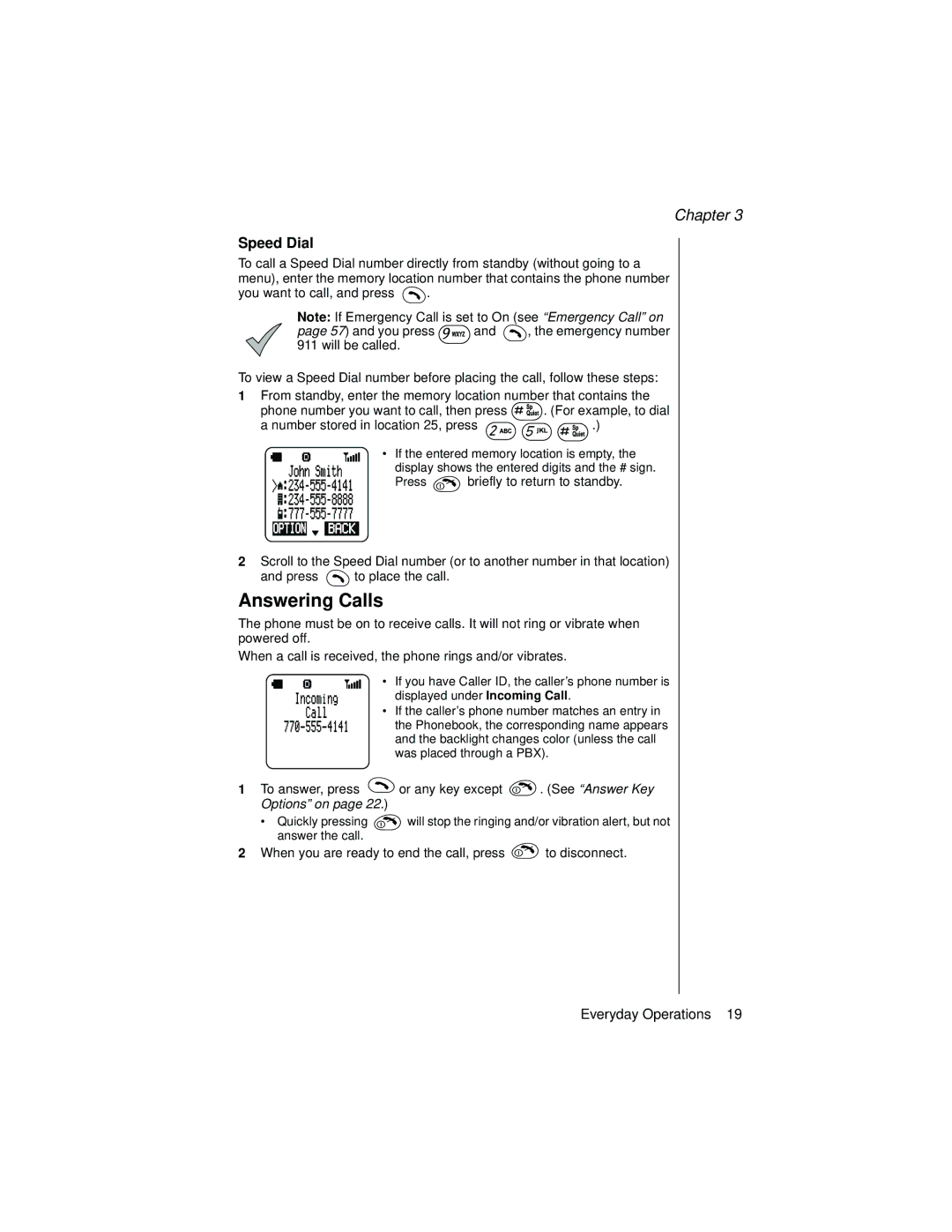 Panasonic EB-TX310 operating instructions Answering Calls, Speed Dial 