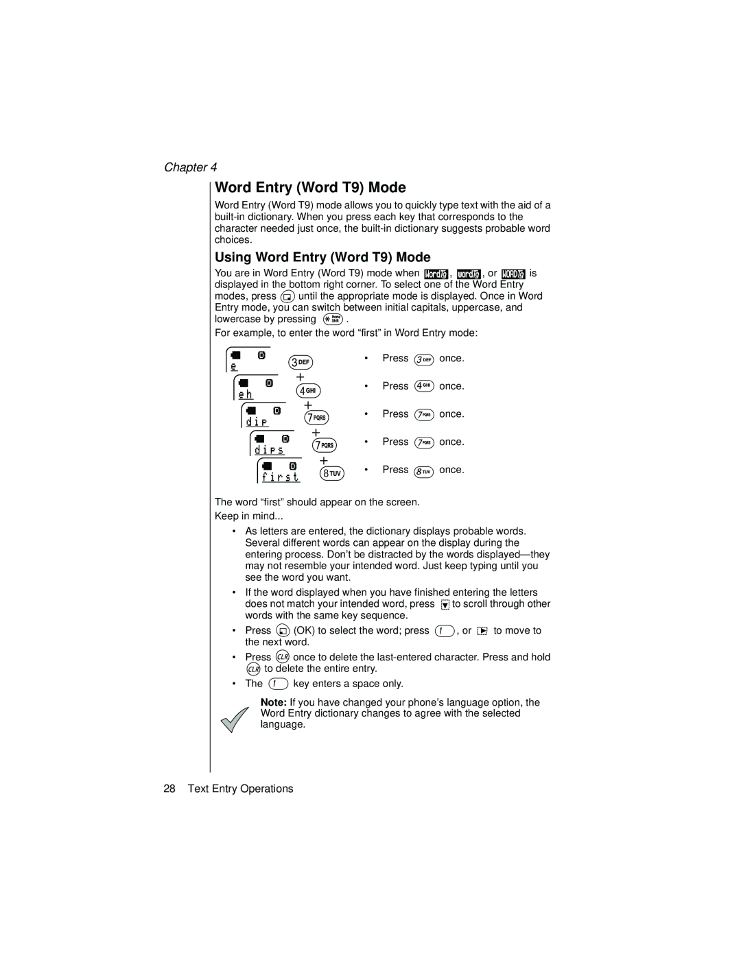 Panasonic EB-TX310 operating instructions Using Word Entry Word T9 Mode 