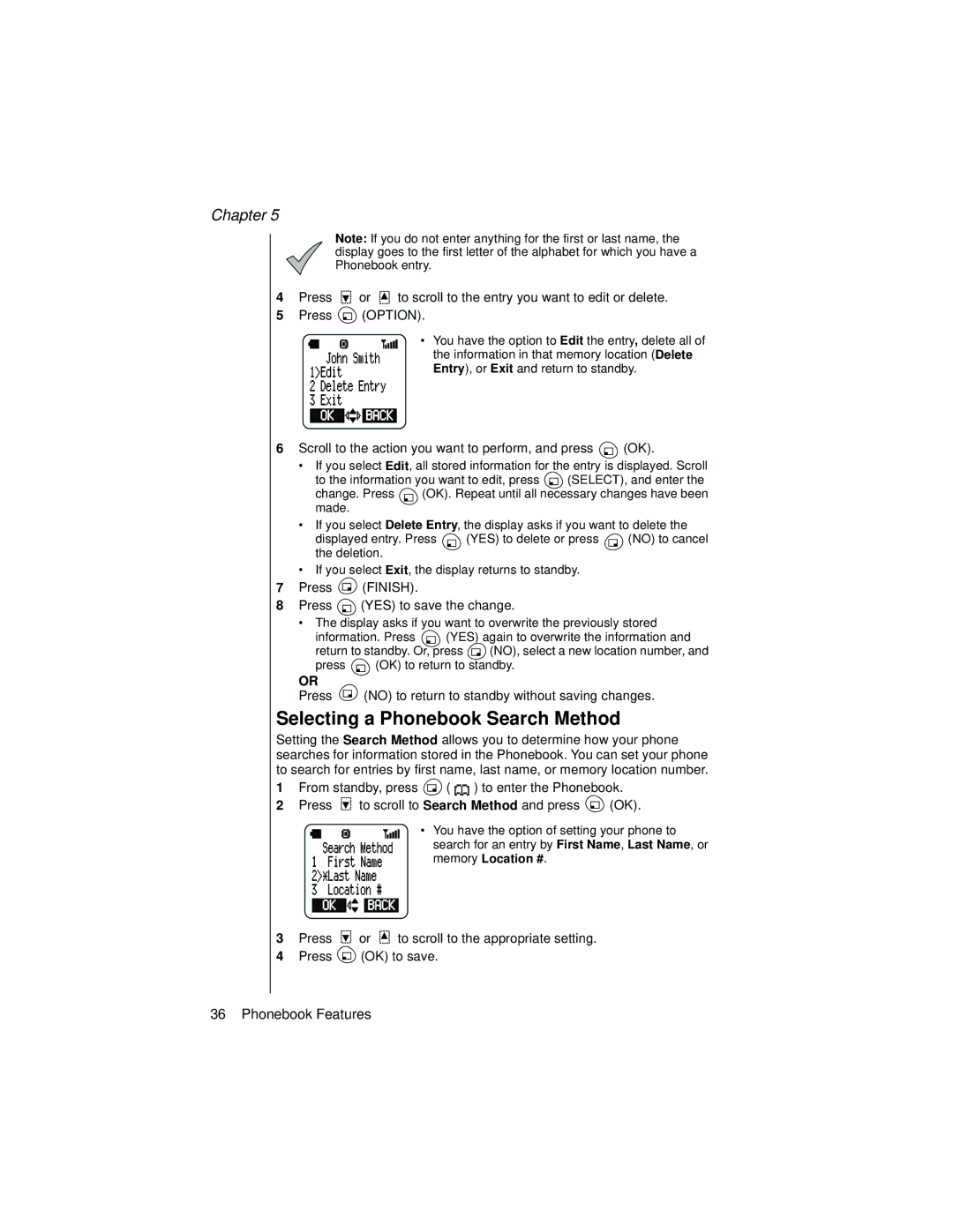 Panasonic EB-TX310 operating instructions Selecting a Phonebook Search Method 