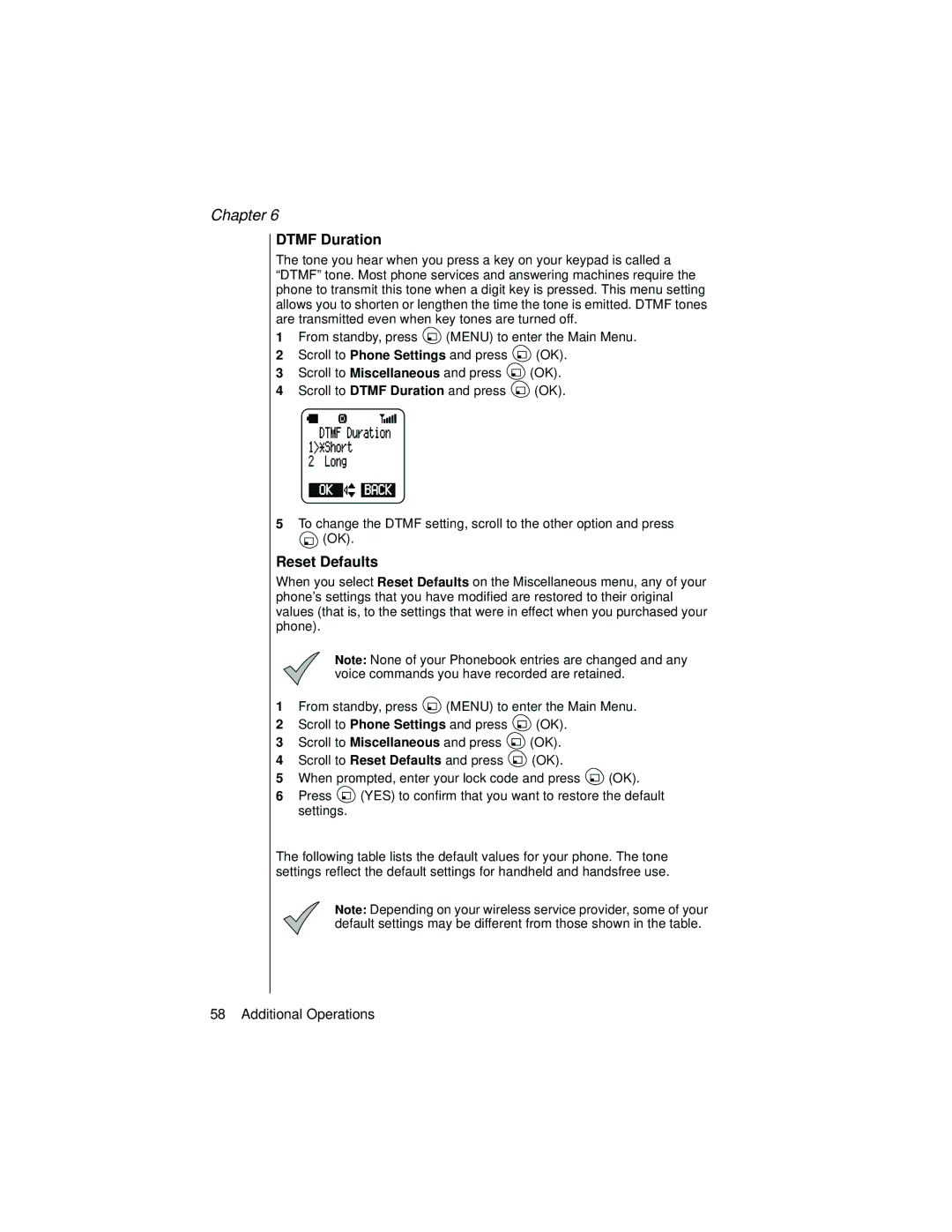 Panasonic EB-TX310 operating instructions Dtmf Duration, Reset Defaults 