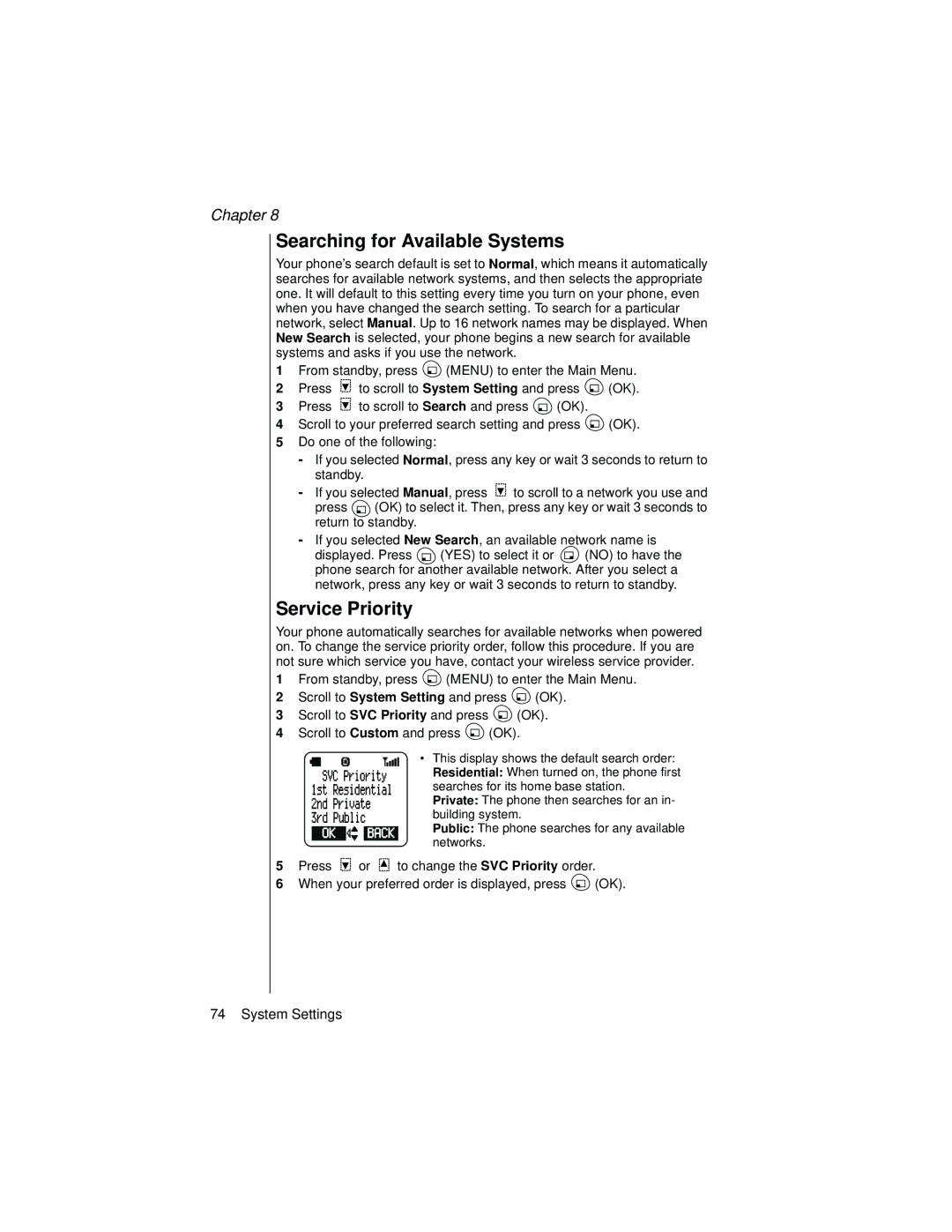 Panasonic EB-TX310 operating instructions Searching for Available Systems, Service Priority 