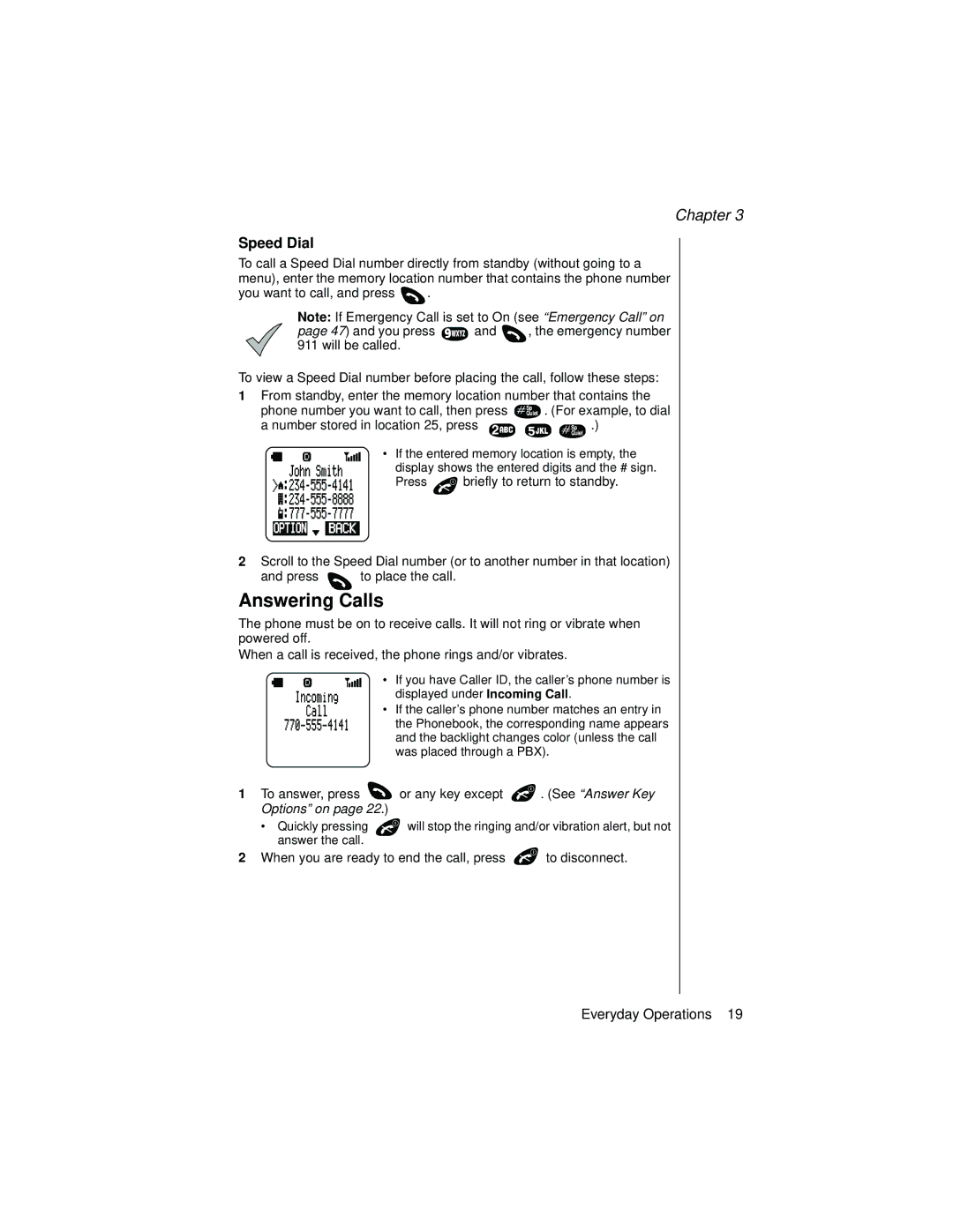 Panasonic EB-TX320 operating instructions Answering Calls, Speed Dial 