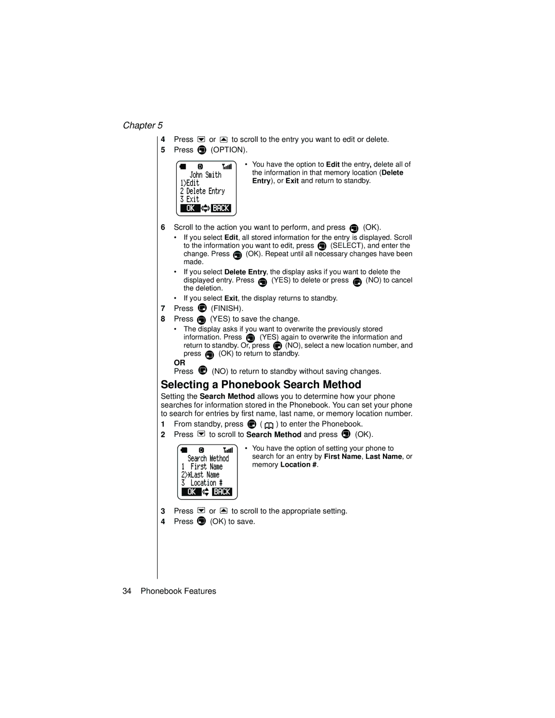 Panasonic EB-TX320 operating instructions Selecting a Phonebook Search Method 