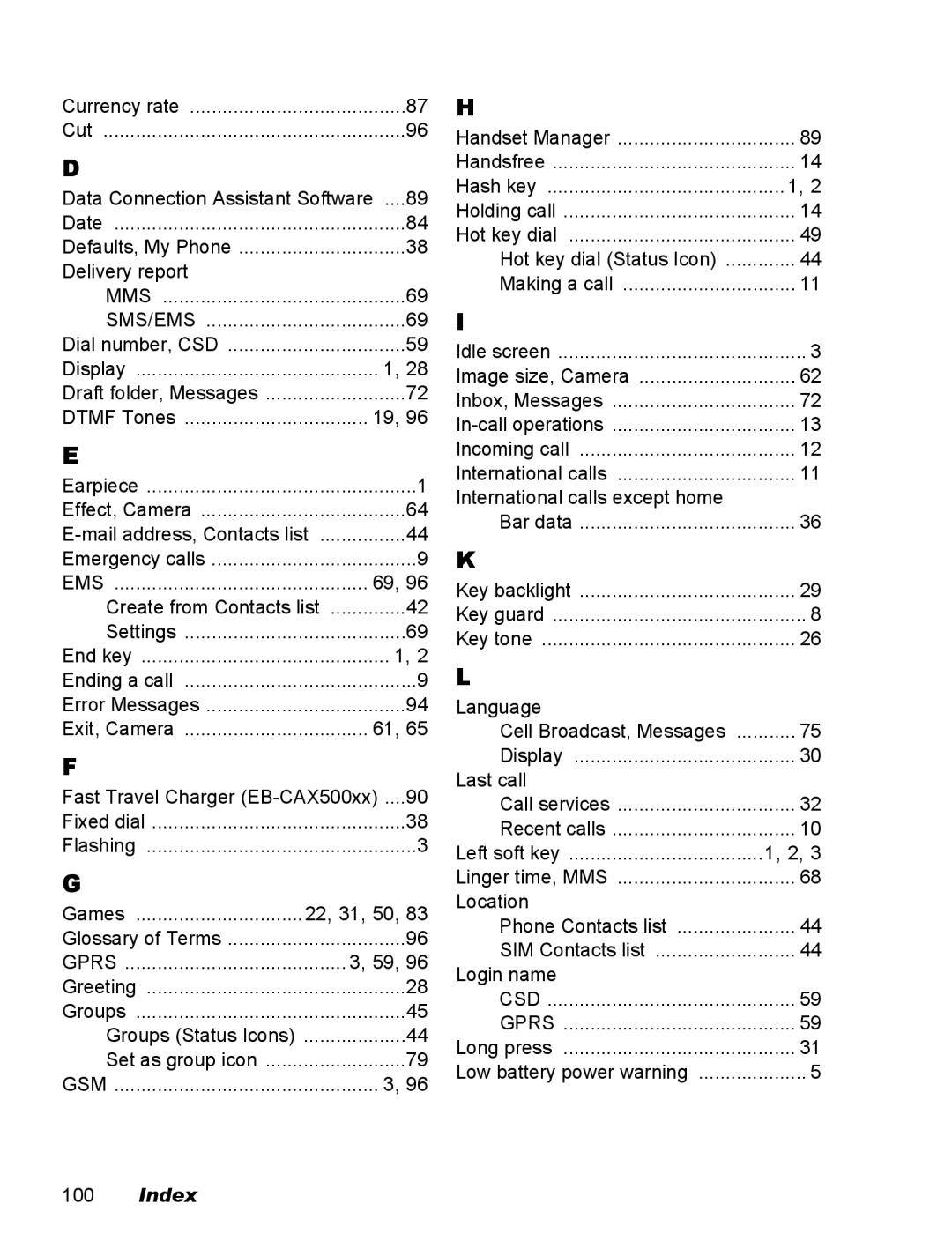 Panasonic EB-X100 operating instructions Gprs 