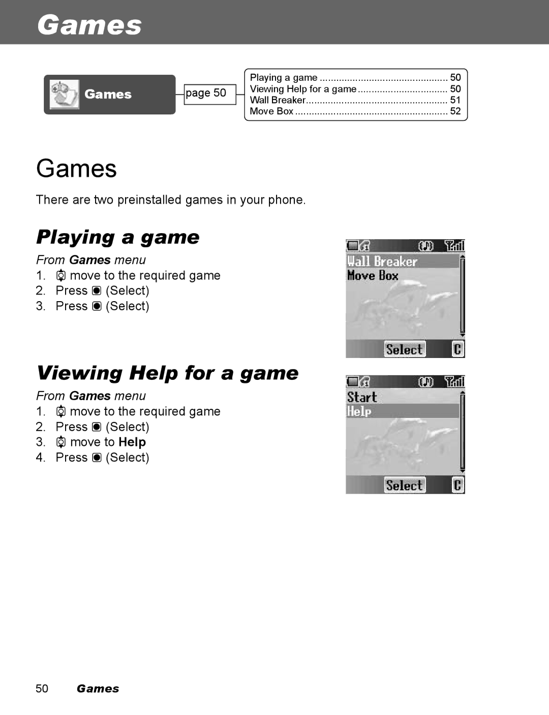 Panasonic EB-X100 operating instructions Playing a game, Viewing Help for a game, From Games menu 