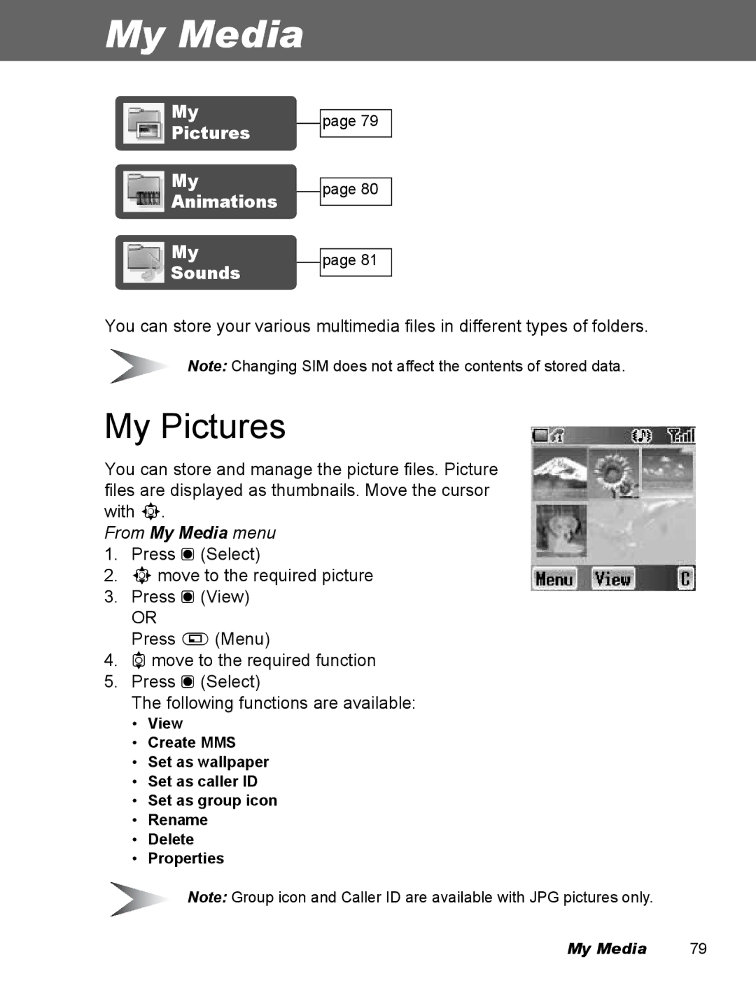 Panasonic EB-X100 operating instructions My Pictures, From My Media menu 