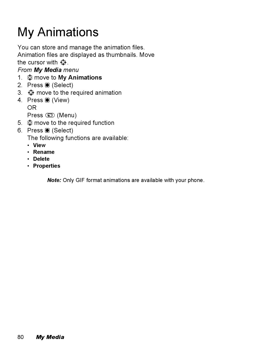 Panasonic EB-X100 operating instructions 4move to My Animations 