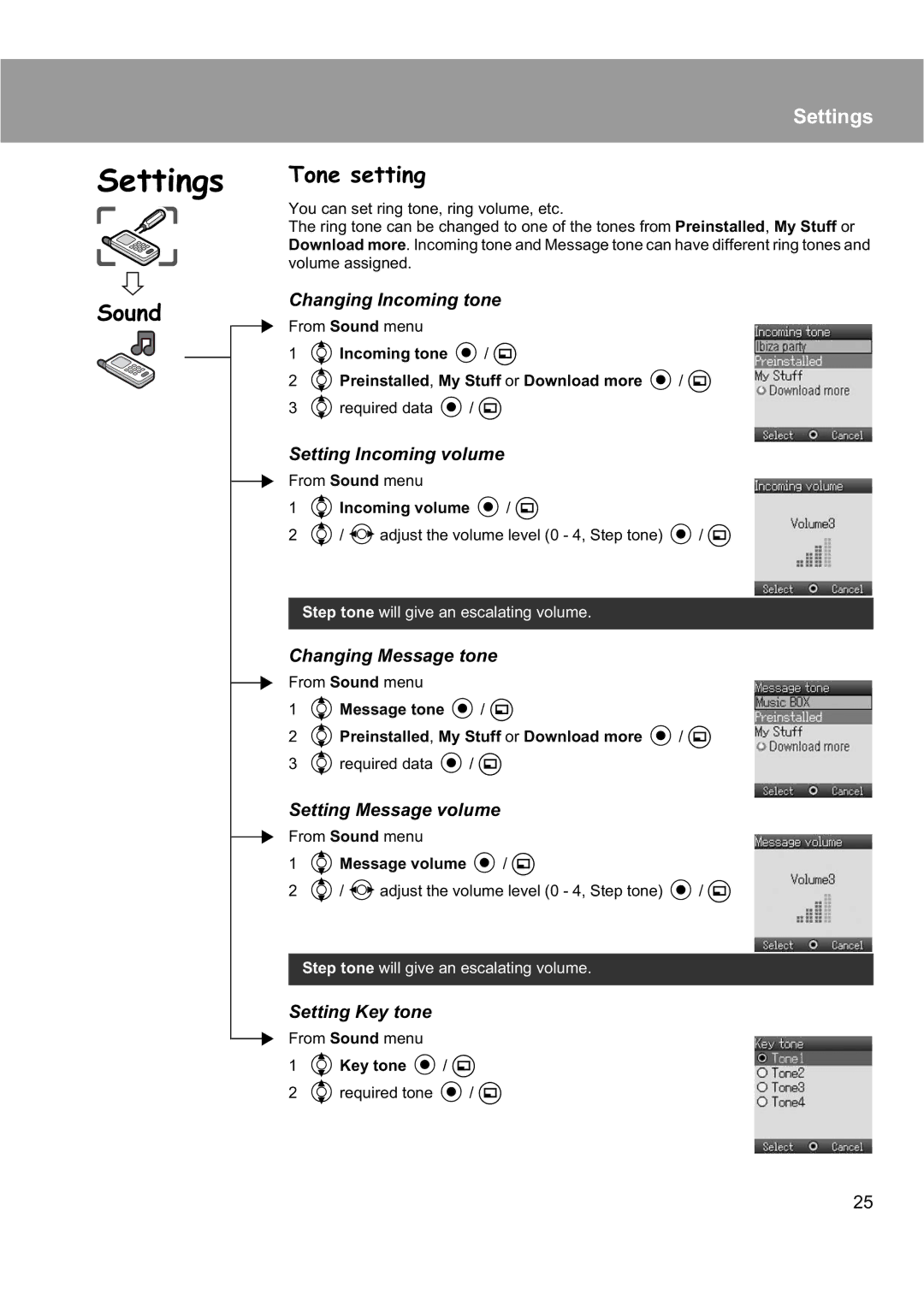 Panasonic EB-X200 operating instructions Sound, Tone setting 