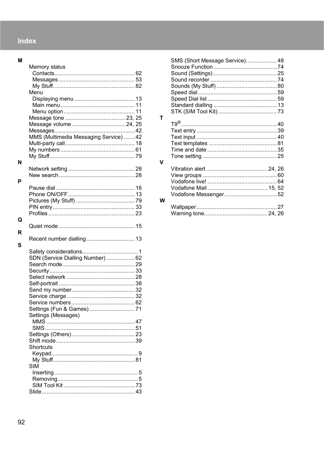 Panasonic EB-X200 operating instructions Index 