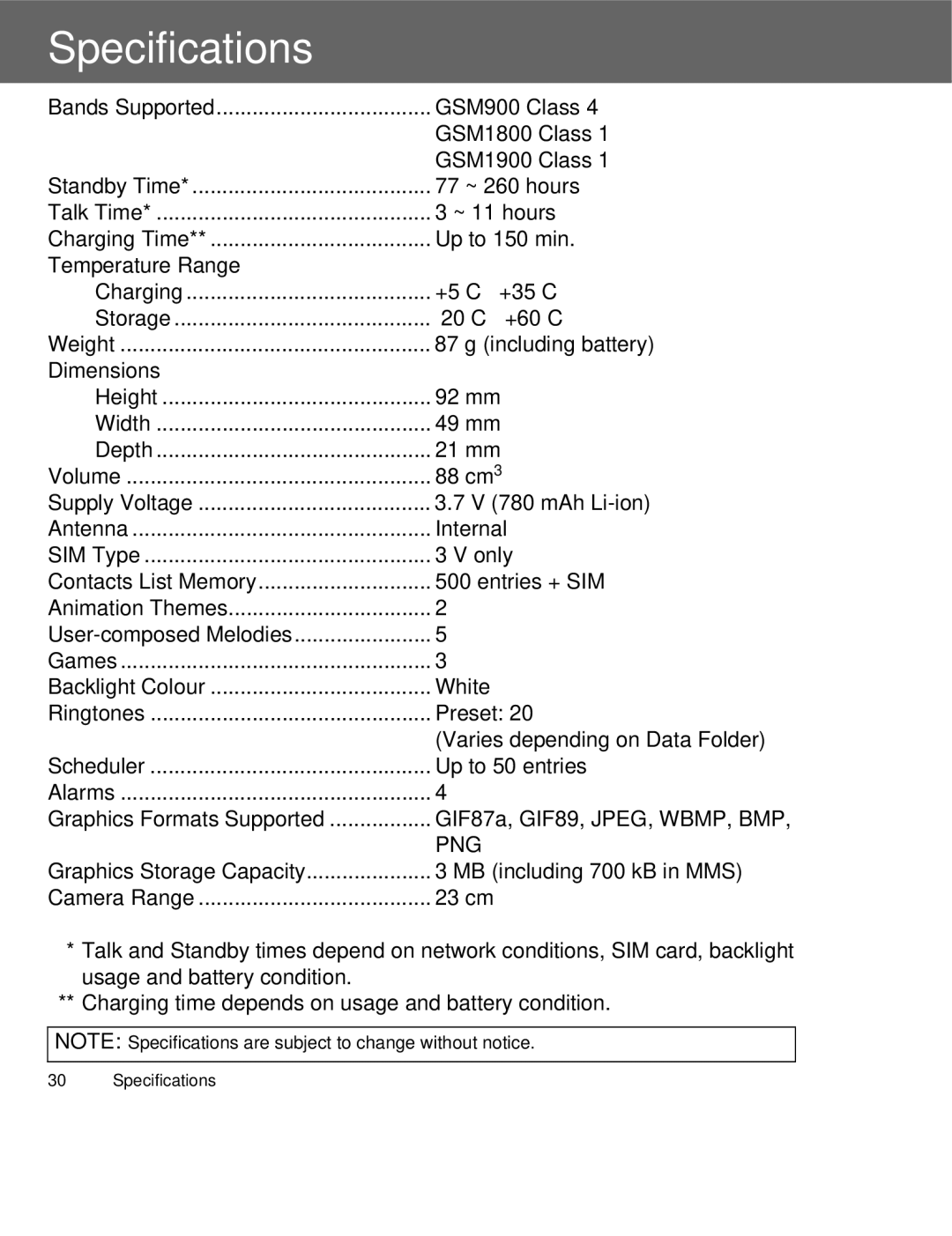 Panasonic EB-X300 manual Specifications 