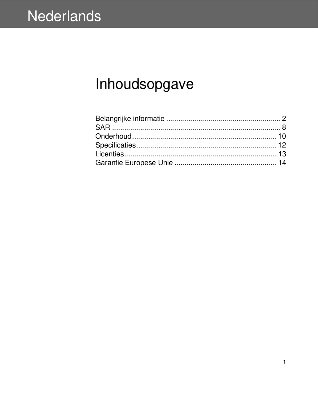 Panasonic EB-X300 manual Nederlands, Belangrijke informatie, Onderhoud Specificaties Licenties Garantie Europese Unie 