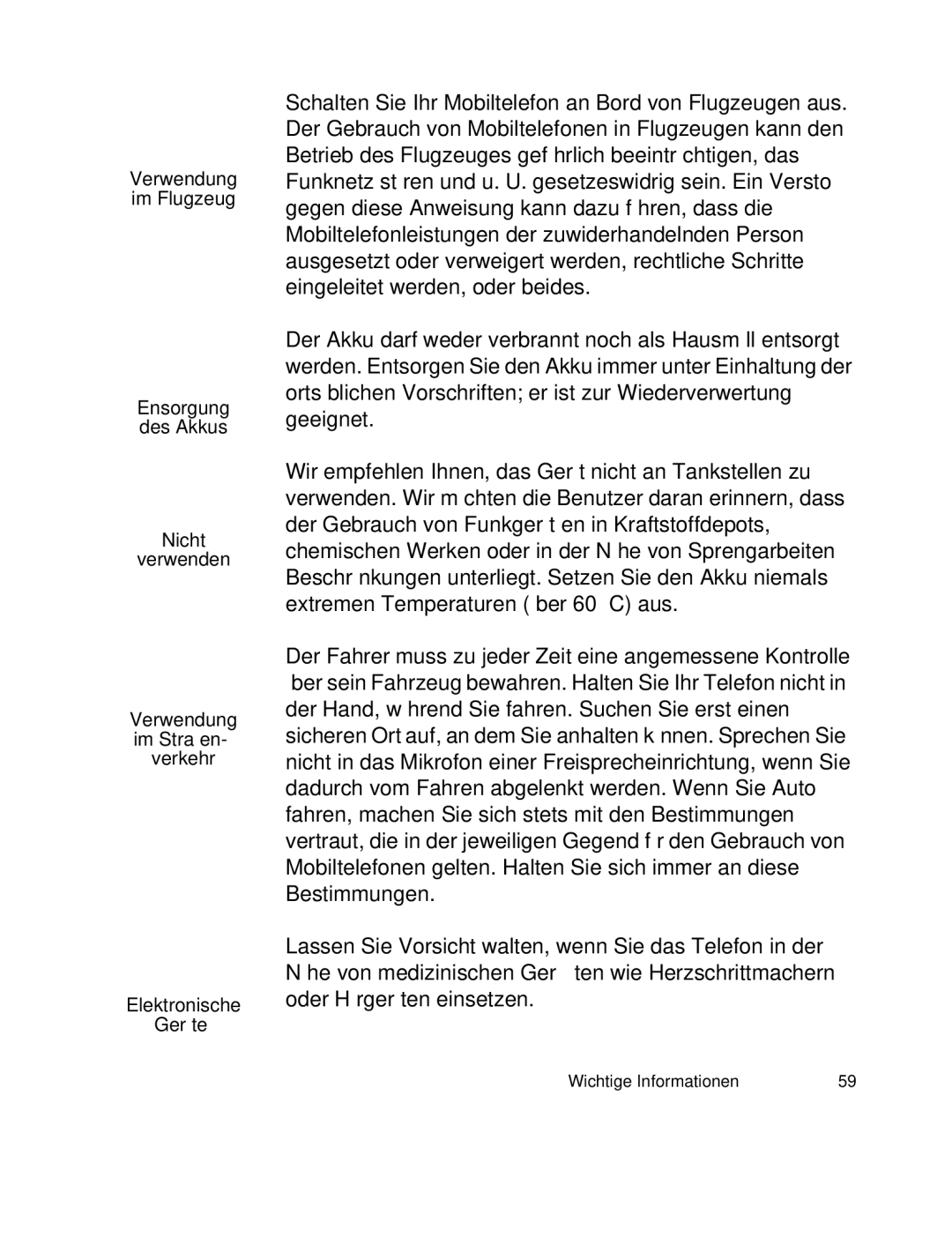 Panasonic EB-X300 manual Ensorgung des Akkus Nicht Verwenden 