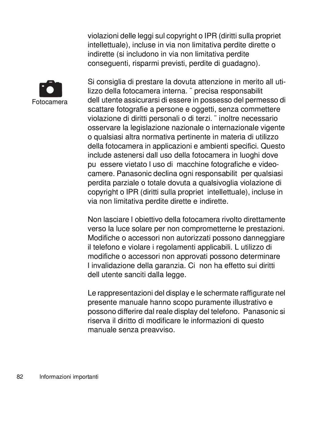 Panasonic EB-X300 manual Informazioni importanti 