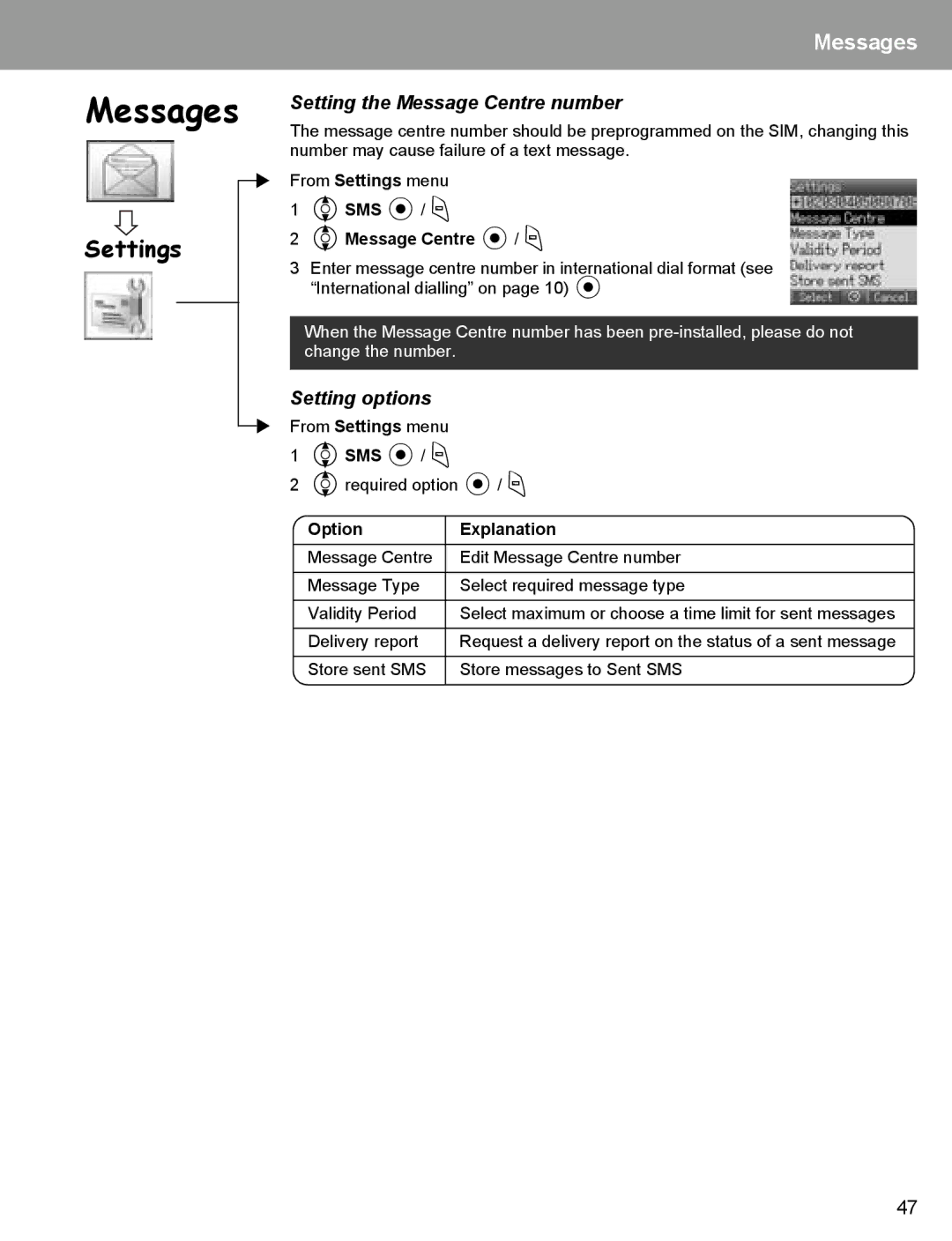 Panasonic EB-X400 operating instructions Setting the Message Centre number, 4Message Centre / a 