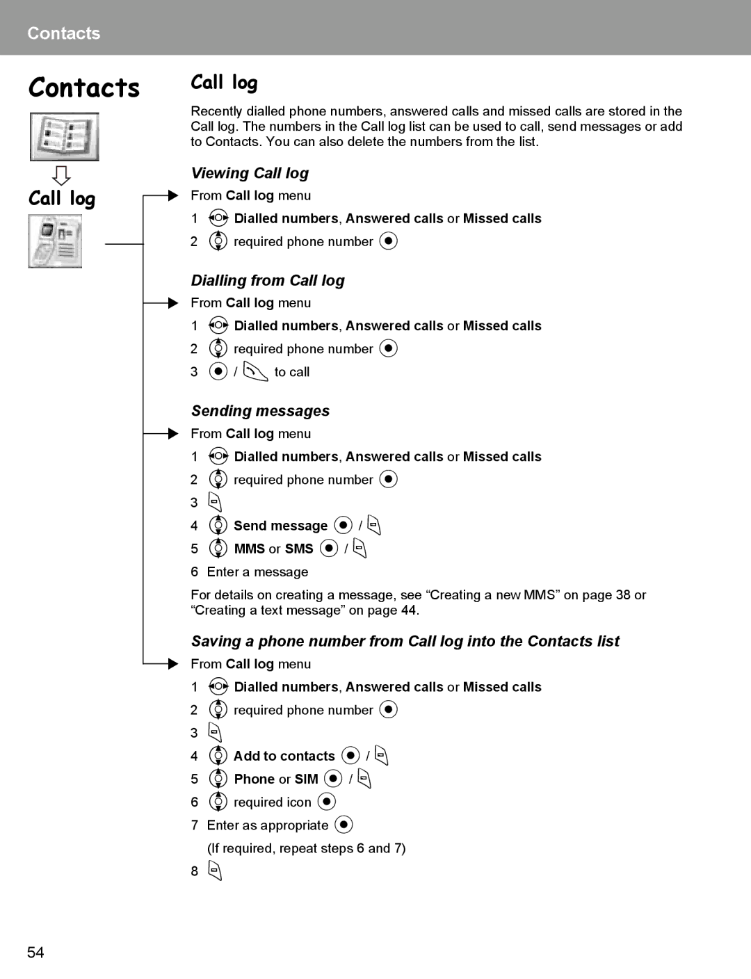 Panasonic EB-X400 operating instructions From Call log menu 