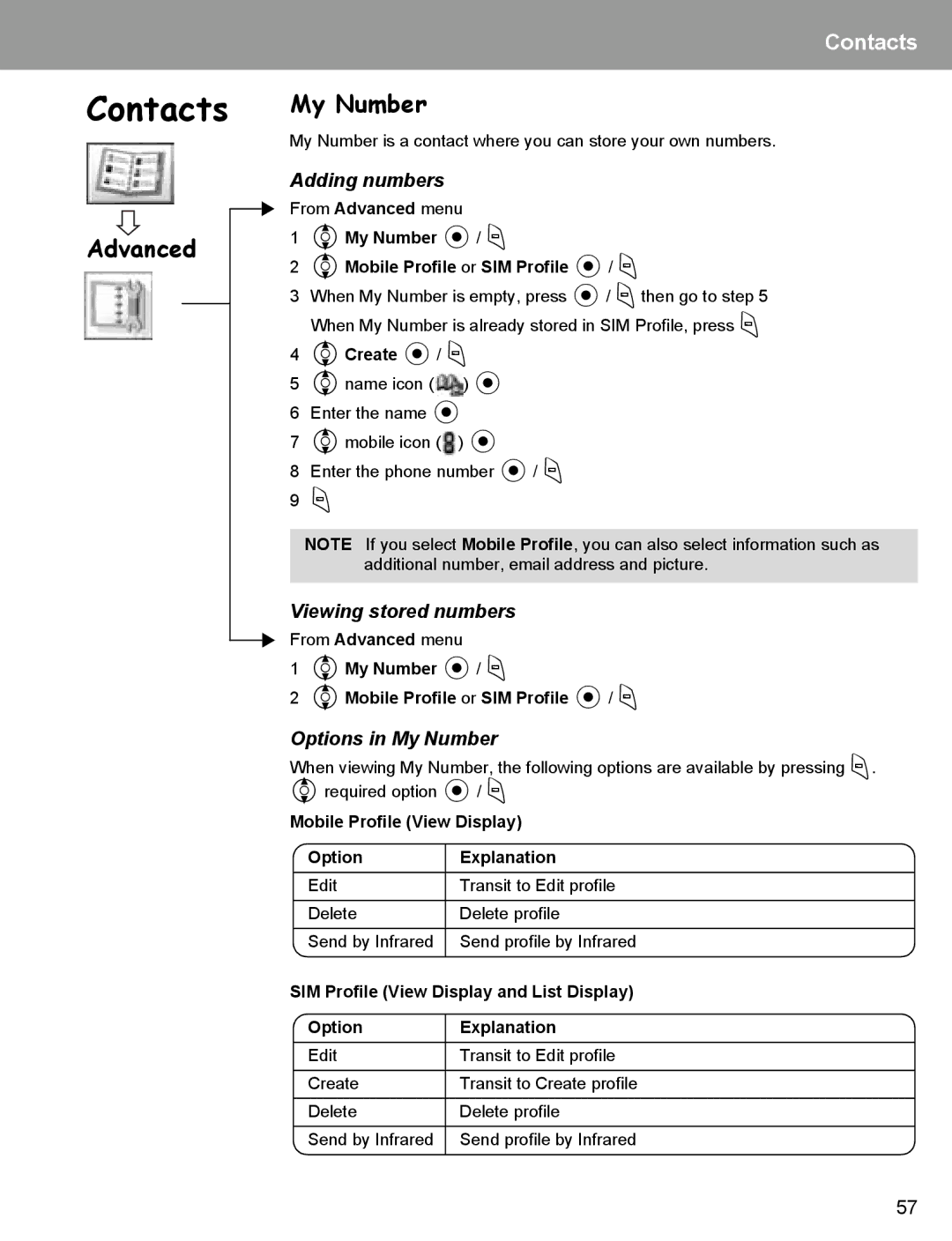 Panasonic EB-X400 operating instructions Advanced My Number, Adding numbers, Options in My Number 