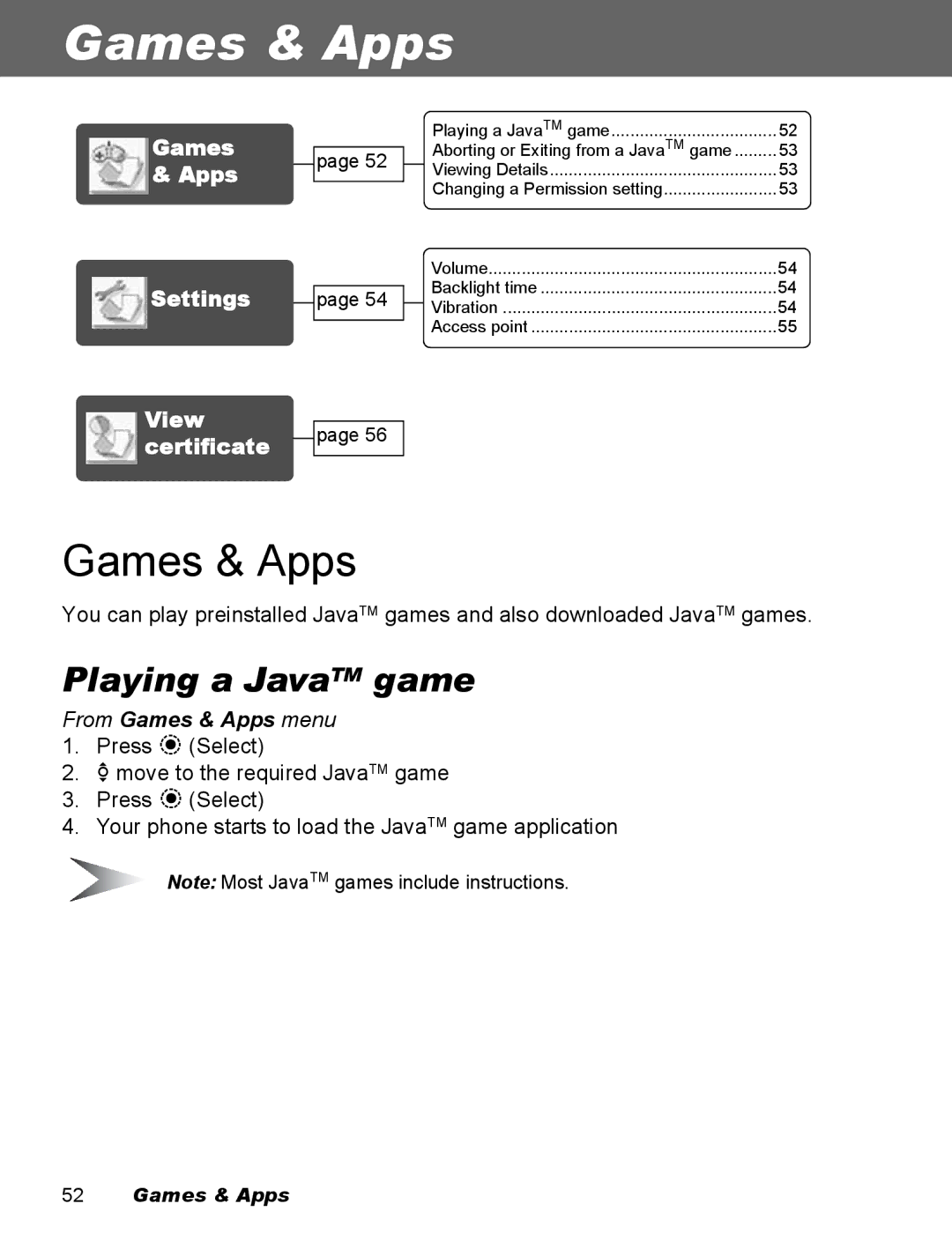 Panasonic EB-X500 operating instructions Playing a JavaTM game, From Games & Apps menu 