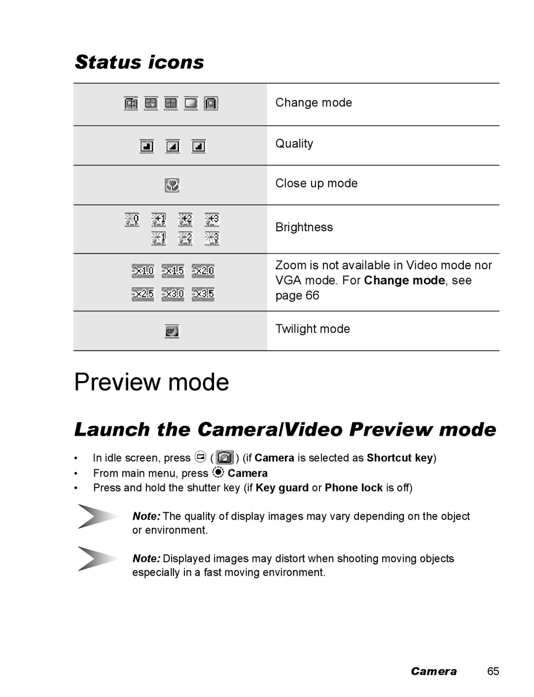 Panasonic EB-X500 operating instructions Launch the Camera/Video Preview mode 