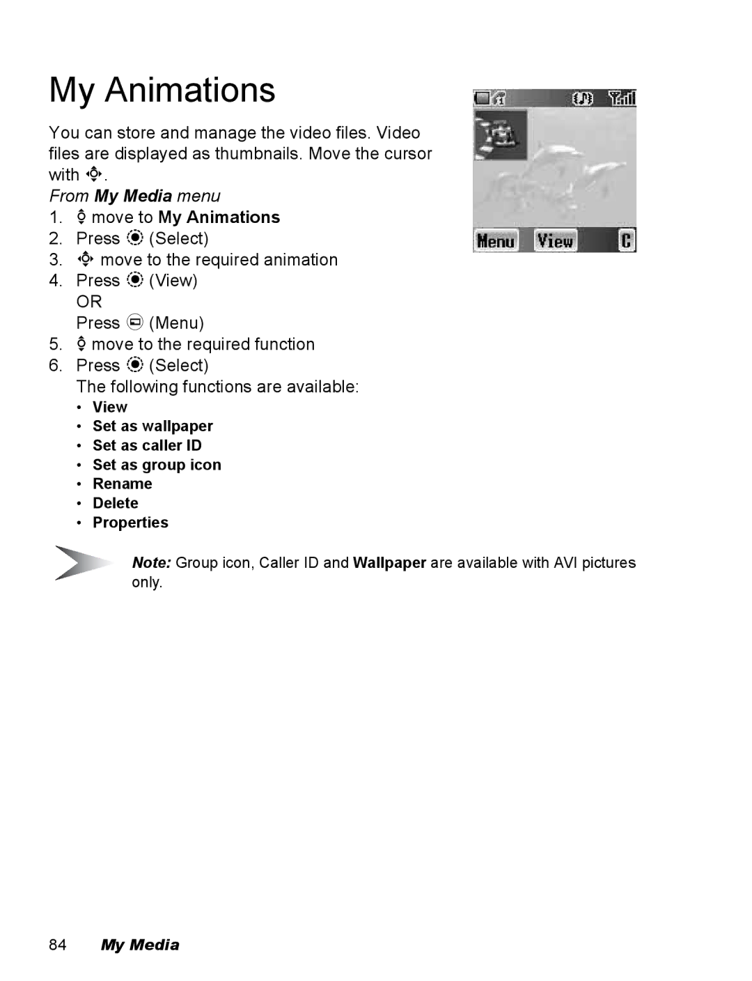 Panasonic EB-X500 operating instructions 4move to My Animations 