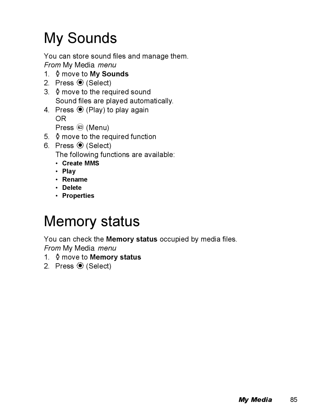 Panasonic EB-X500 operating instructions My Sounds, Memory status 