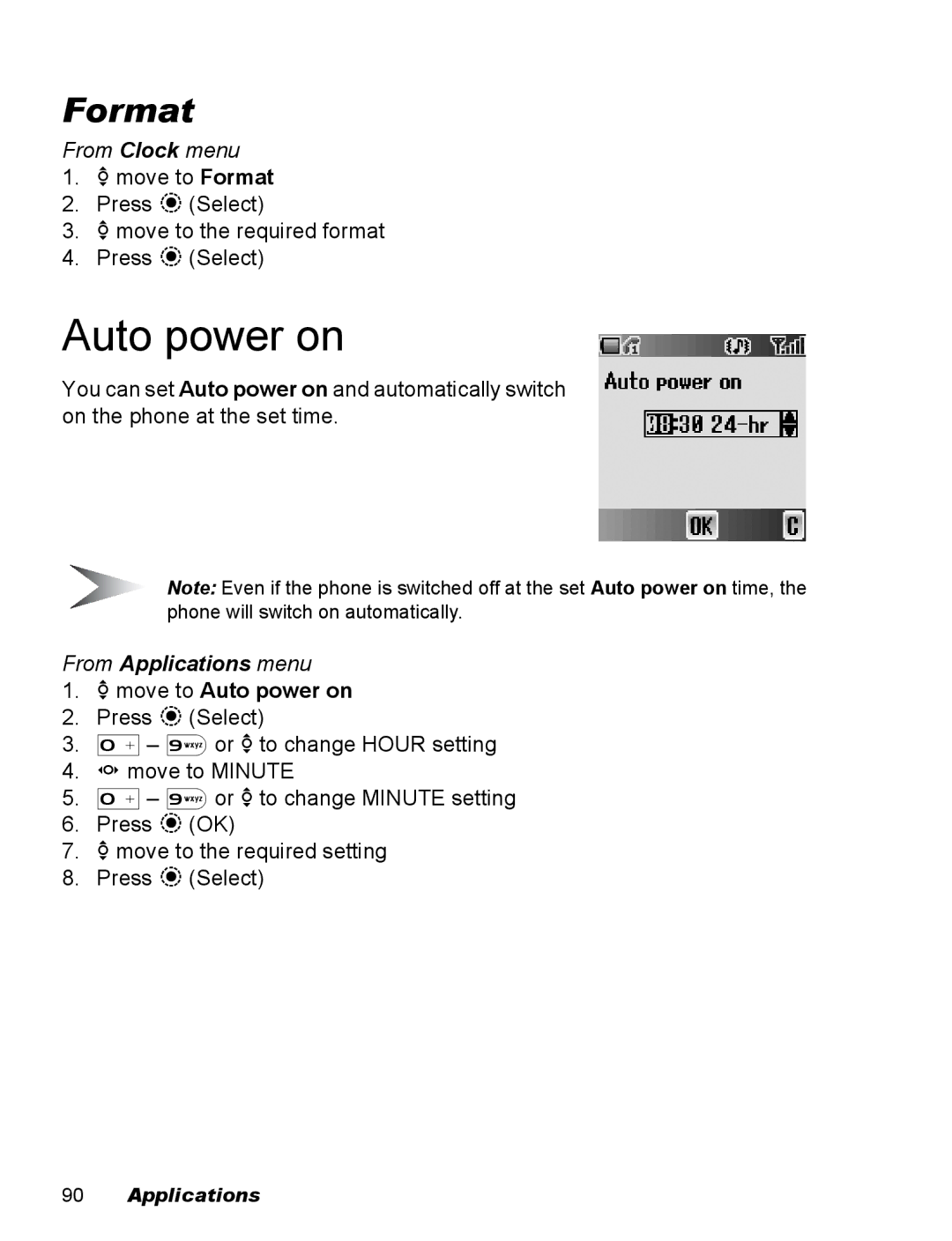 Panasonic EB-X500 operating instructions Format, From Clock menu, 4move to Auto power on 