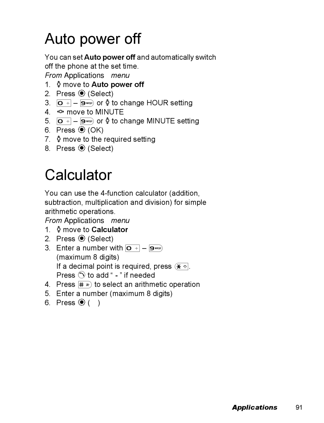 Panasonic EB-X500 operating instructions 4move to Auto power off, 4move to Calculator 