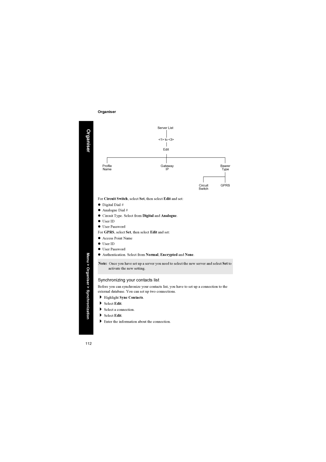 Panasonic EB-X70 manual Synchronizing your contacts list, Highlight Sync Contacts 