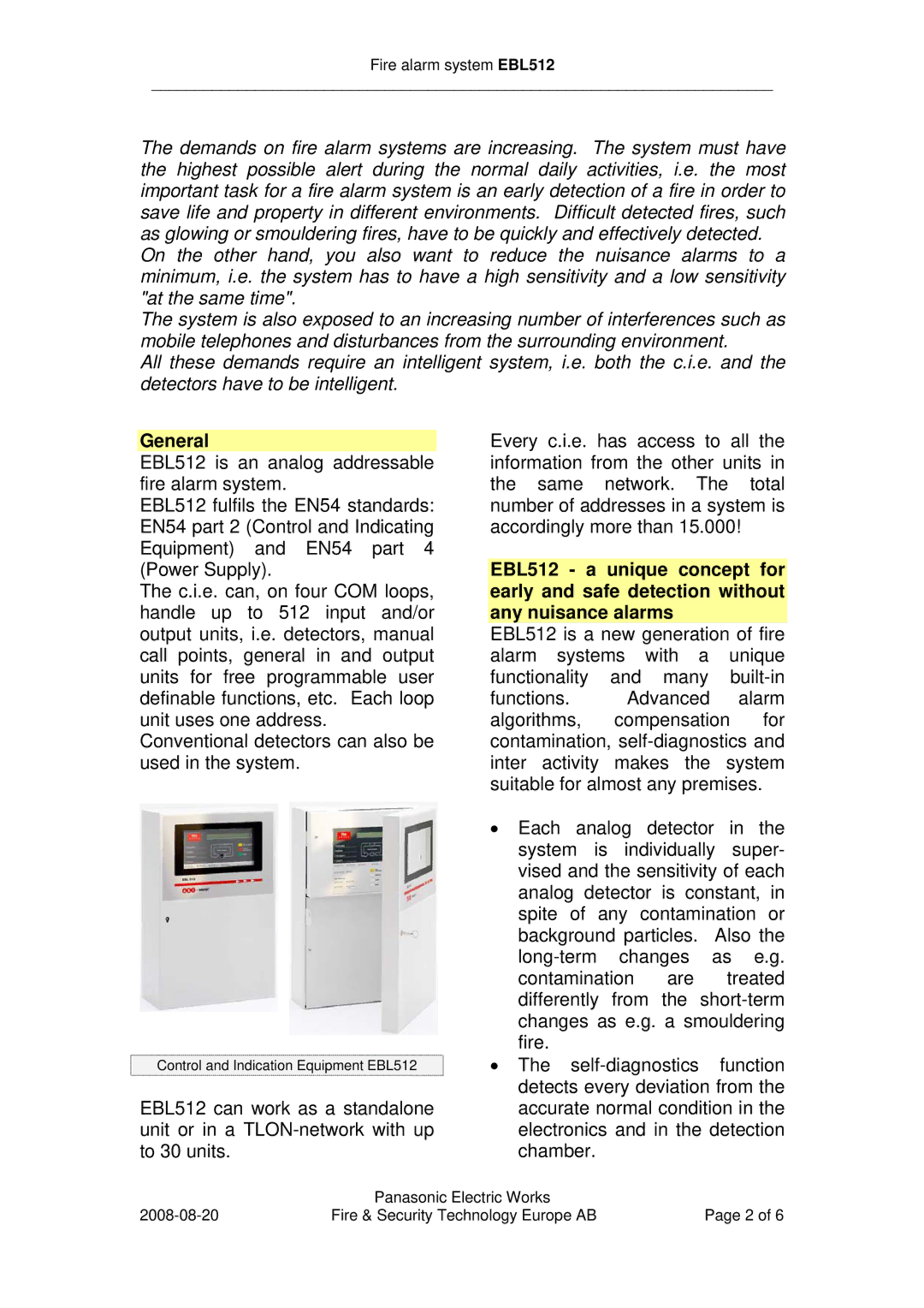 Panasonic EBL512 manual General 