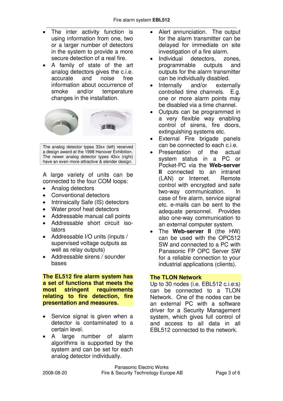 Panasonic EBL512 manual Tlon Network 