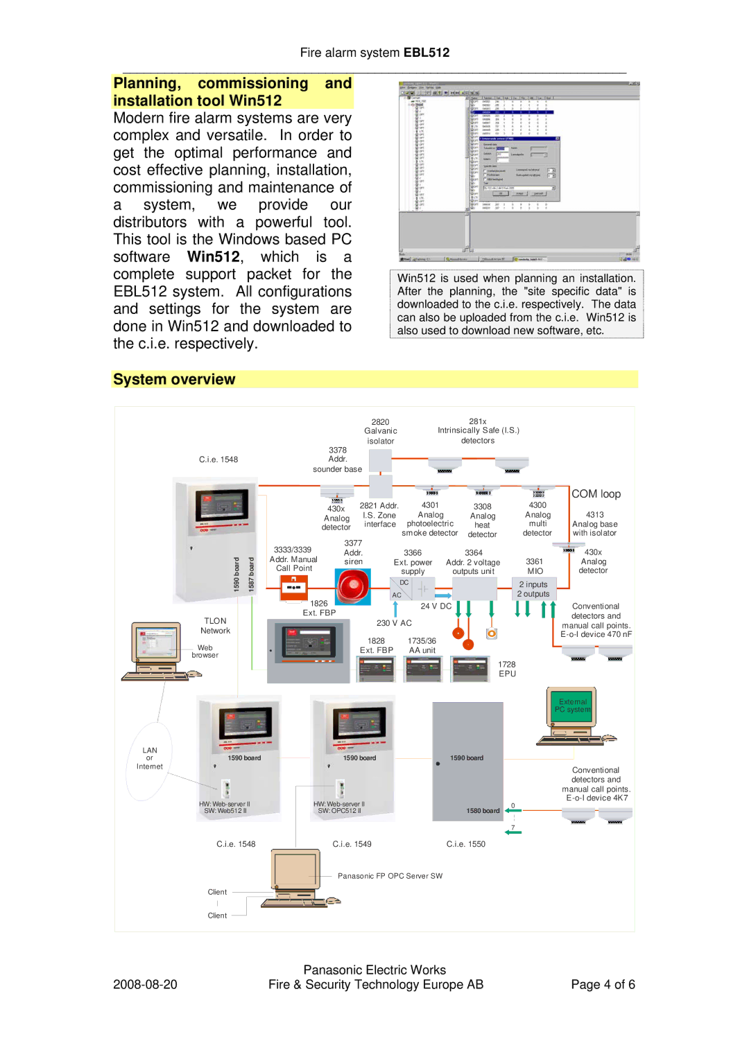 Panasonic EBL512 manual COM loop 