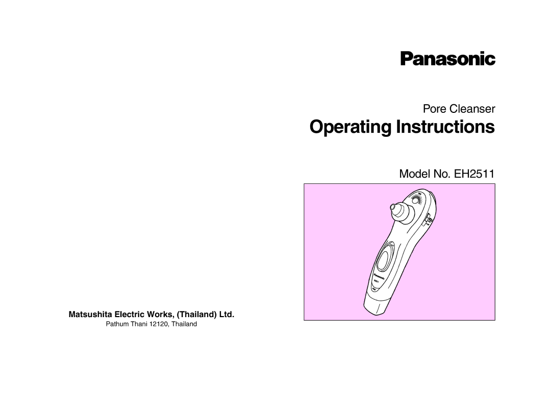 Panasonic EH2511 operating instructions Operating Instructions 