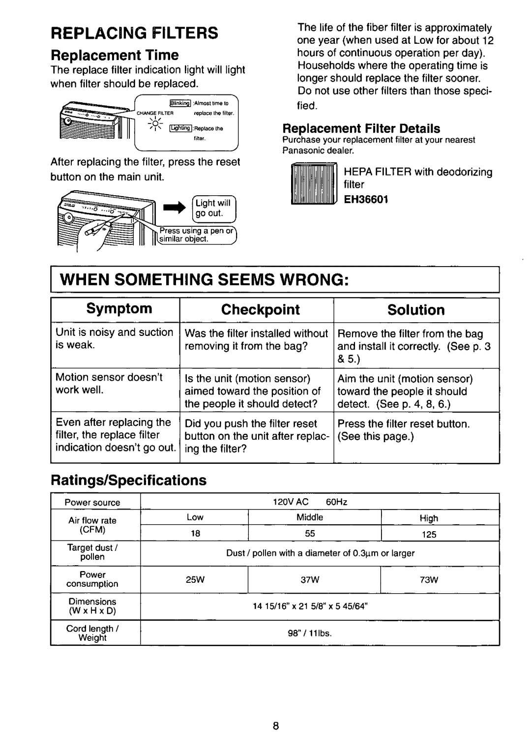 Panasonic EH366 manual 