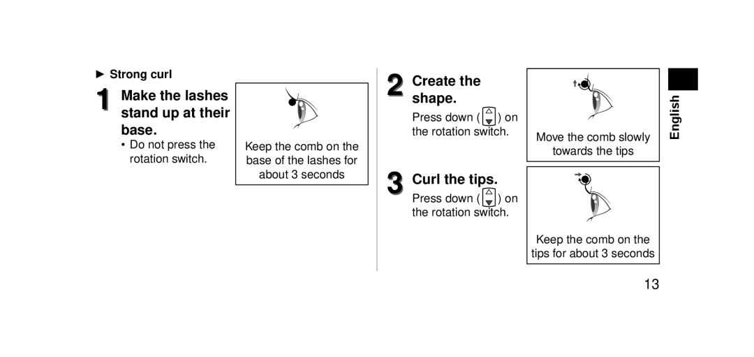 Panasonic EHSE60 operating instructions Strong curl 