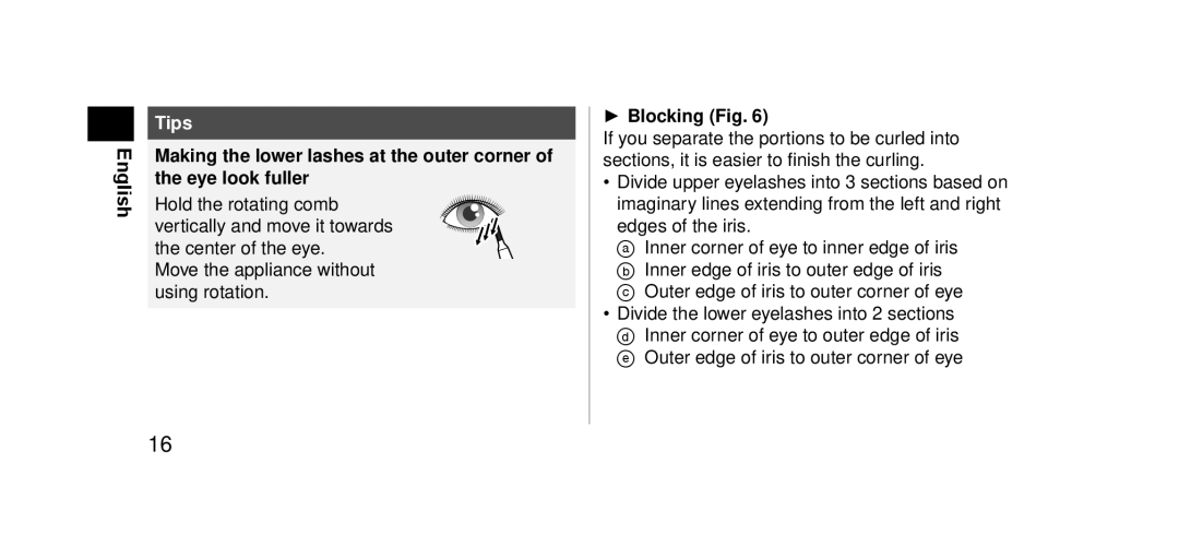 Panasonic EHSE60 operating instructions Blocking Fig 