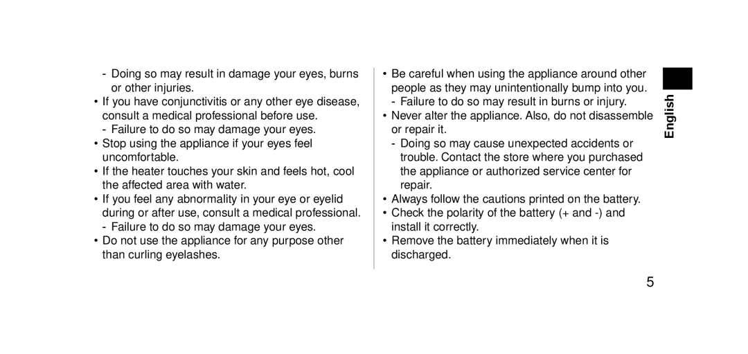 Panasonic EHSE60 operating instructions  English 